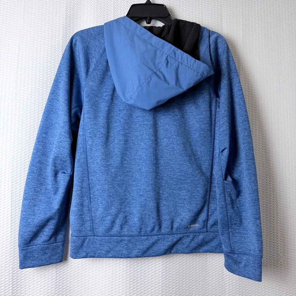 Athletic Works Full Zip Hoodie Boys Medium Blue Heathered DriWorks Fleece Jacket